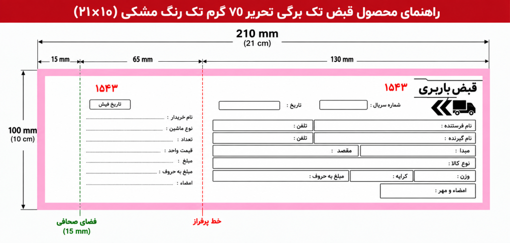 راهنمای قبض تک برگ تک رنگ مشکی